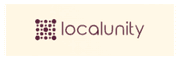 logo for "localunity" featuring a grid of dots forming a square shape on the left, with the word "localunity" in lowercase letters to the right.
