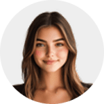 A woman with long brown hair and light skin smiles slightly, facing the camera against a plain, light background.