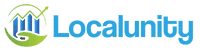localunity logo featuring blue bar graphs with a green checkmark encircled by a swoosh, followed by the word "localunity" in blue text.